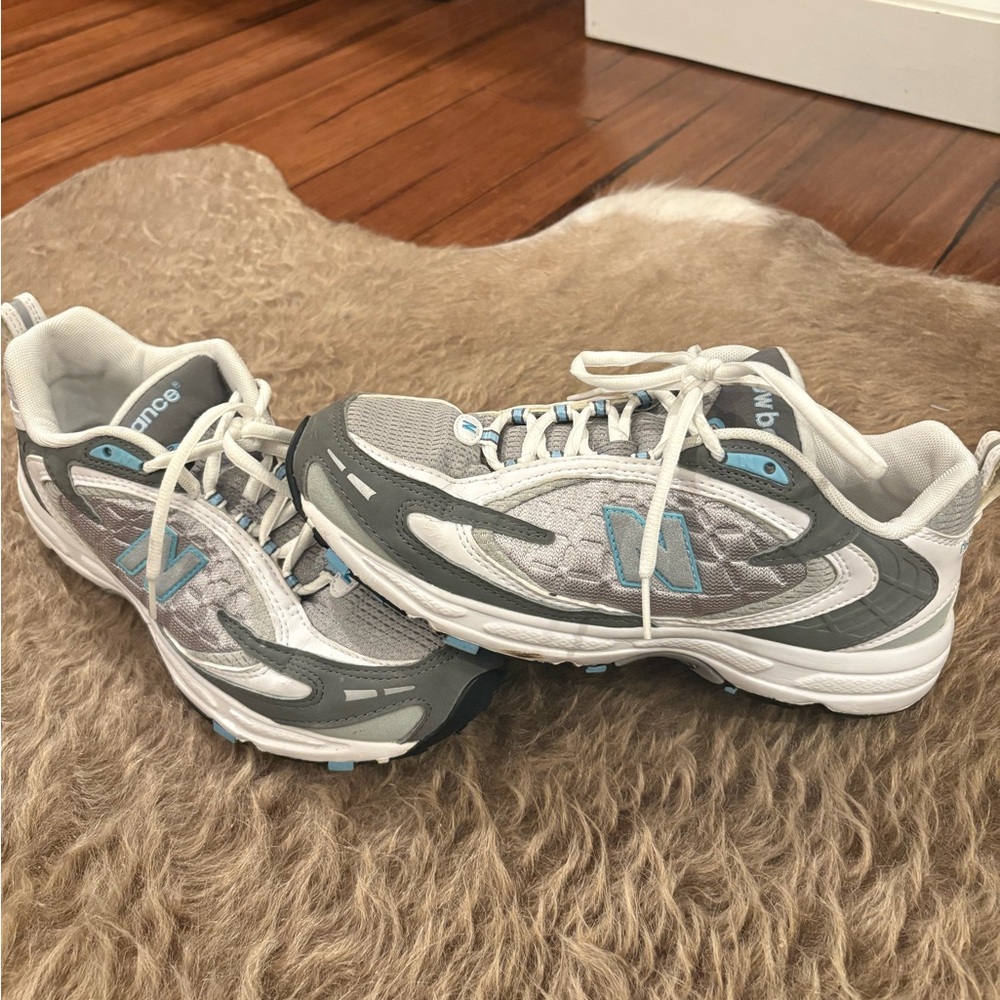 New Balance Light Gray and Sky Blue Athletic Shoes 435